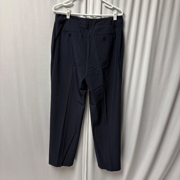 Geoffrey Beene Sport Navy Pinstripe Stretch Trousers Womens Size 10R Pants NEW - Picture 2 of 8